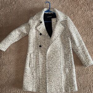 Express Women's Cream and Black Pea Coat
